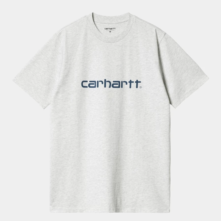 Carhartt WIP Men's Script T-Shirt in Ash Heather / Liberty - Short Sleeve Casual Tee