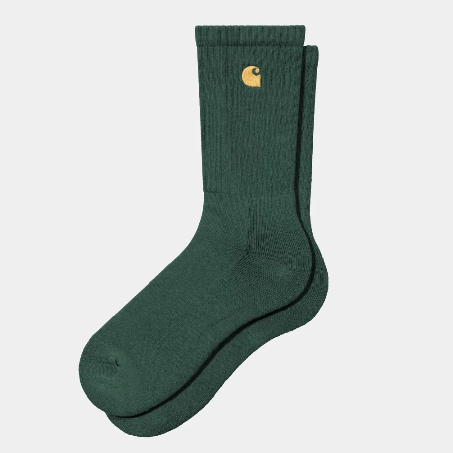 Carhartt WIP Chase Socks in Discovery Green & Gold - Men's Casual Comfort Sneaker Socks