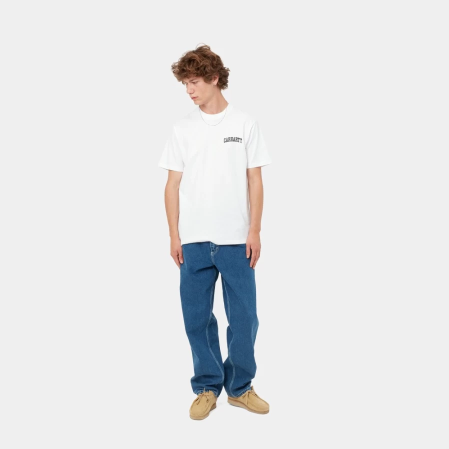 Carhartt WIP Men's University Script T-Shirt - White & Black Short Sleeve Casual Top