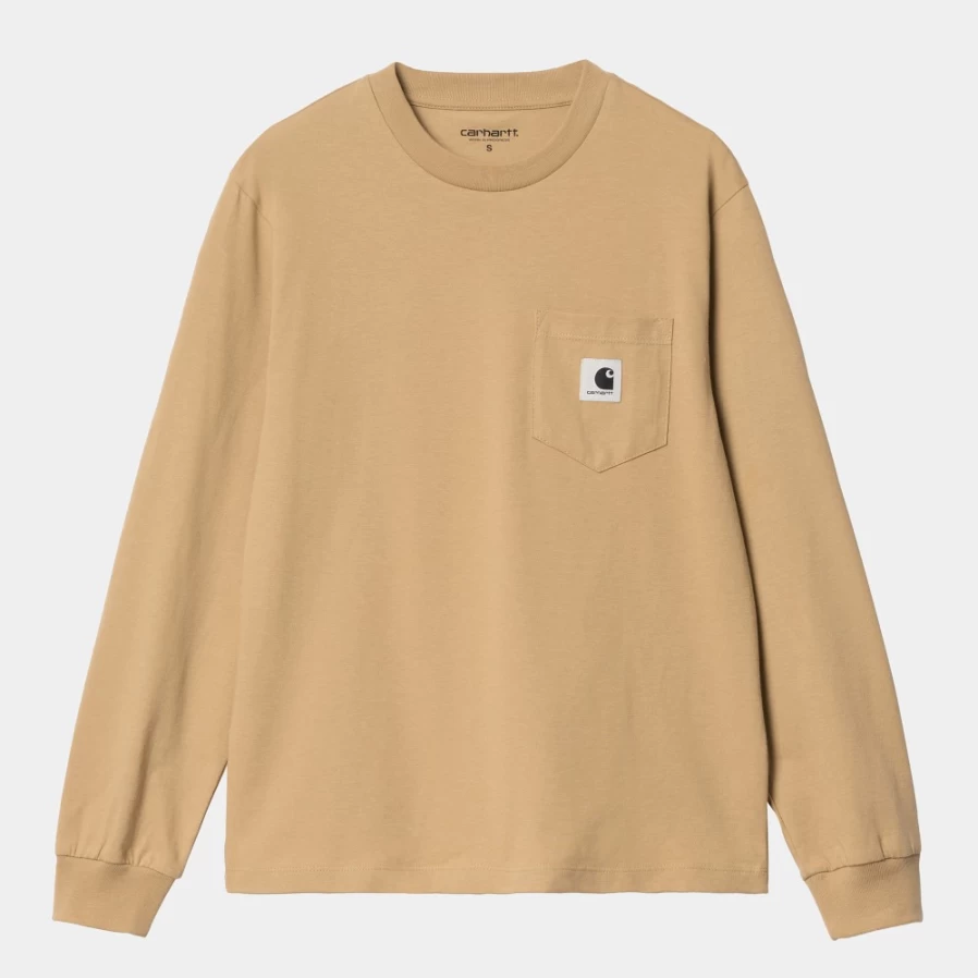Carhartt WIP Women's Long Sleeve Pocket T-Shirt in Dusty H Brown