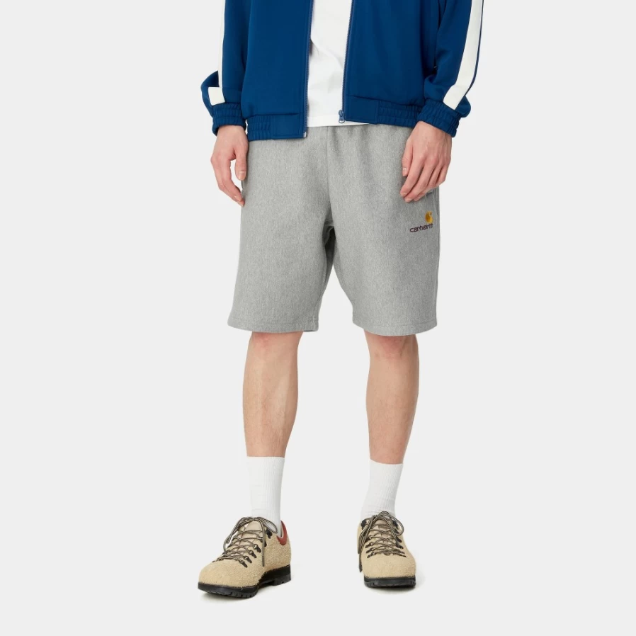 Carhartt WIP Men's American Script Sweat Shorts in Grey Heather
