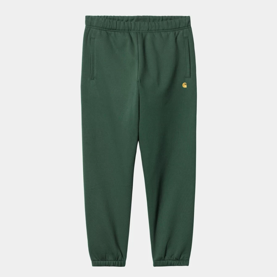 Carhartt WIP Men's Chase Sweat Pants in Discovery Green & Gold - Comfortable Casual Joggers