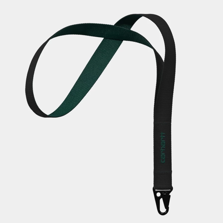 Carhartt WIP Heston Keychain - Black & Discovery Green Outdoor Utility Key Ring