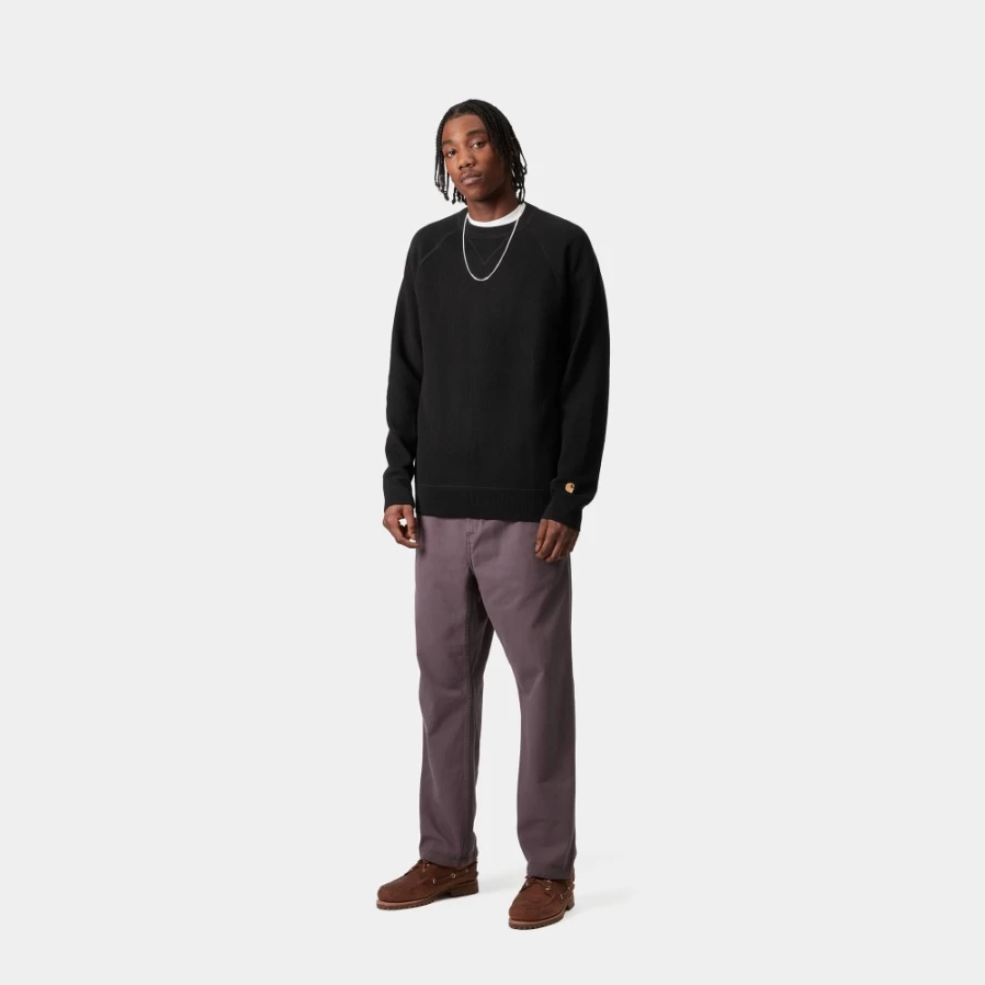 Carhartt WIP Chase Sweater for Men - Black & Gold Knit Pullover