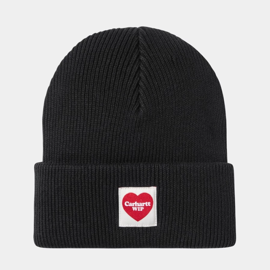Carhartt WIP Heart Beanie - Black Knit Hat for Men & Women