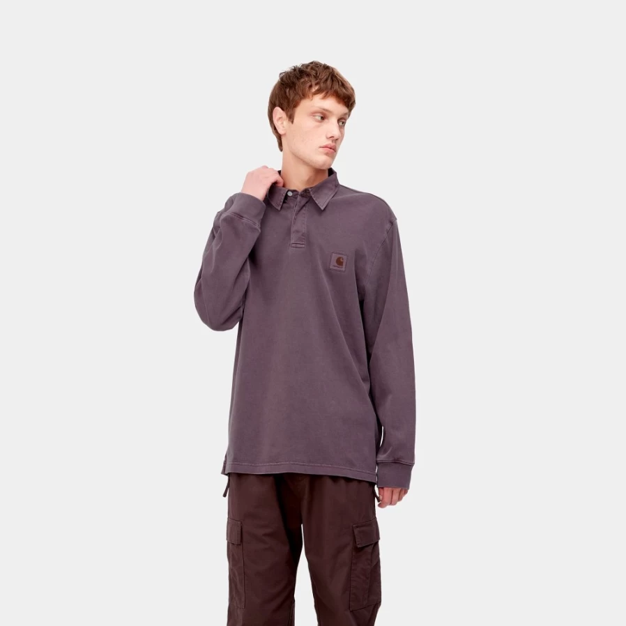 Carhartt WIP Men's Dark Plum Long Sleeve Vista Rugby Shirt