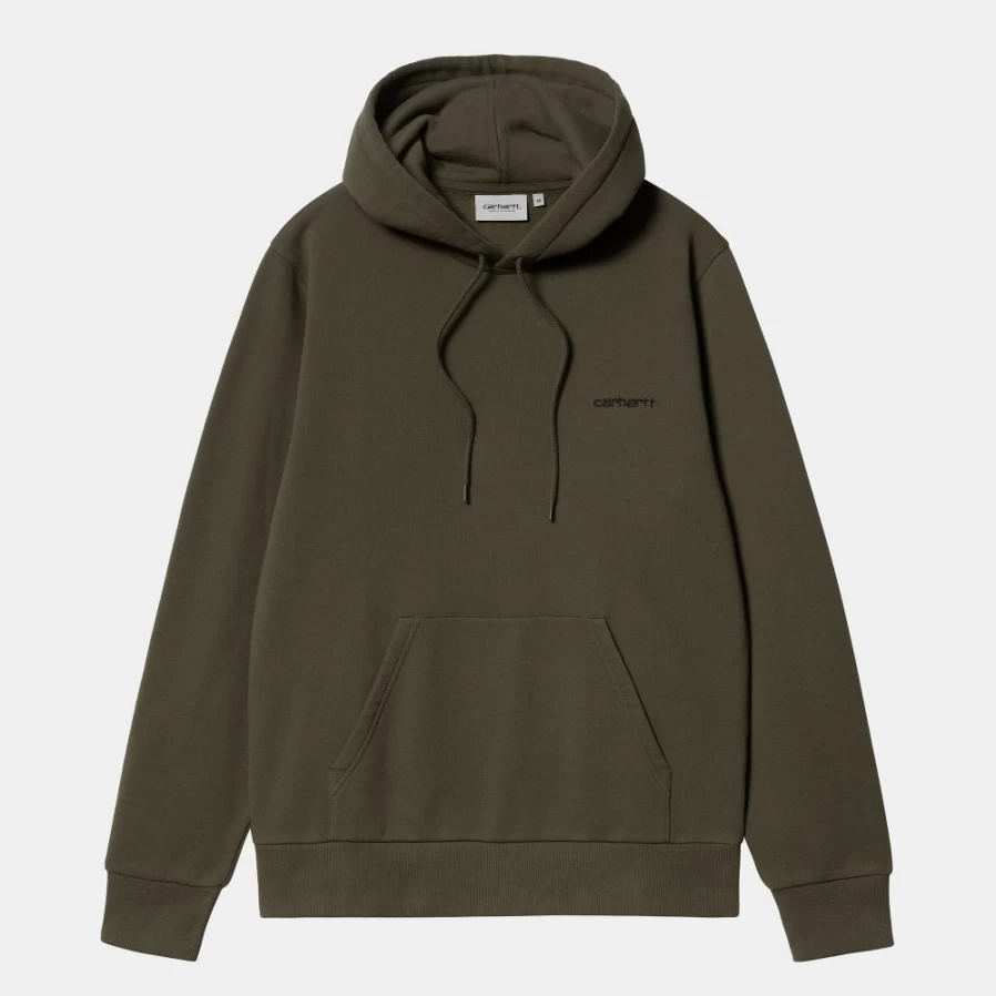 Carhartt WIP Men's Cypress Black Hooded Script Embroidery Sweatshirt