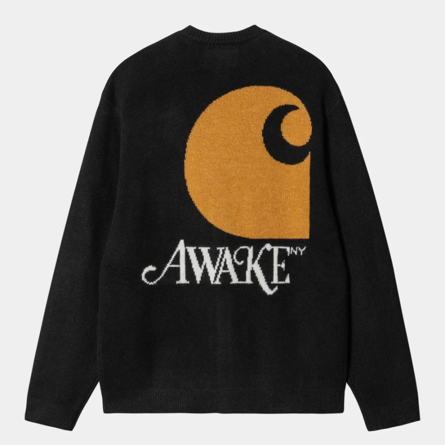 Carhartt WIP Men's Awake NY Black Cardigan Sweater