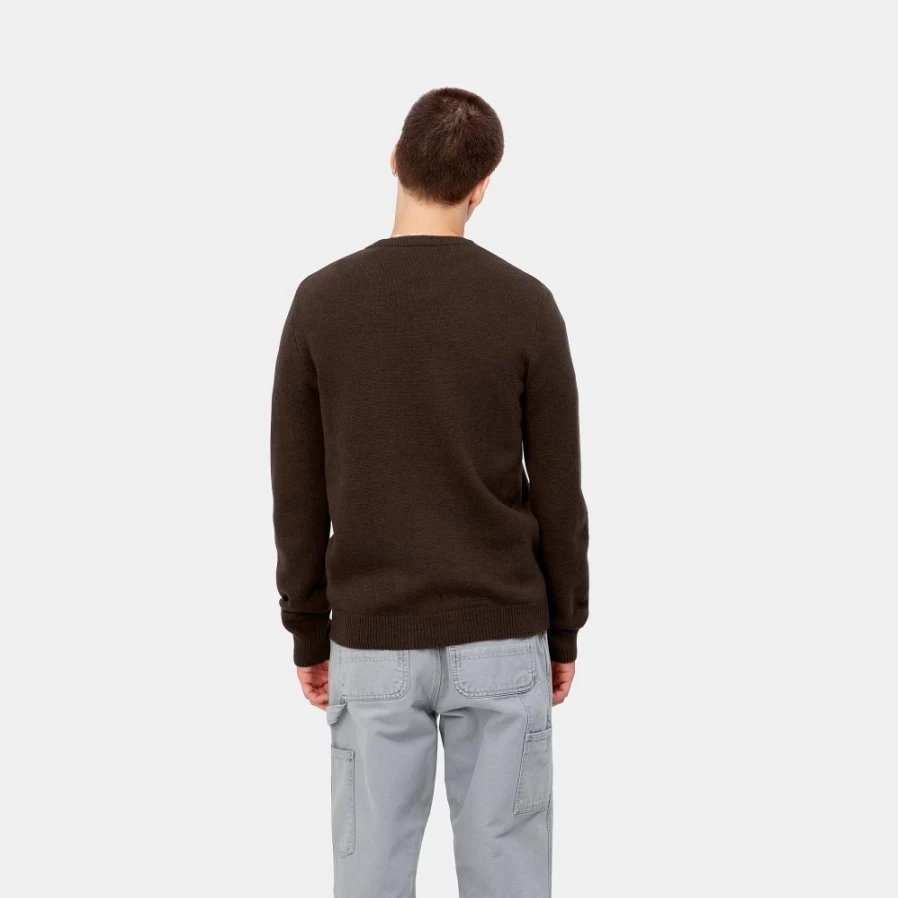 Carhartt WIP Men's Allen Sweater in Dark Umber Heather - Classic Knit Pullover