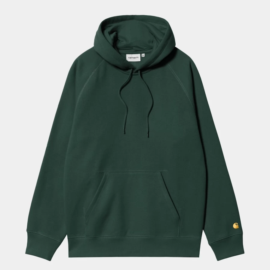 Carhartt WIP Men's Hooded Chase Sweatshirt in Discovery Green & Gold