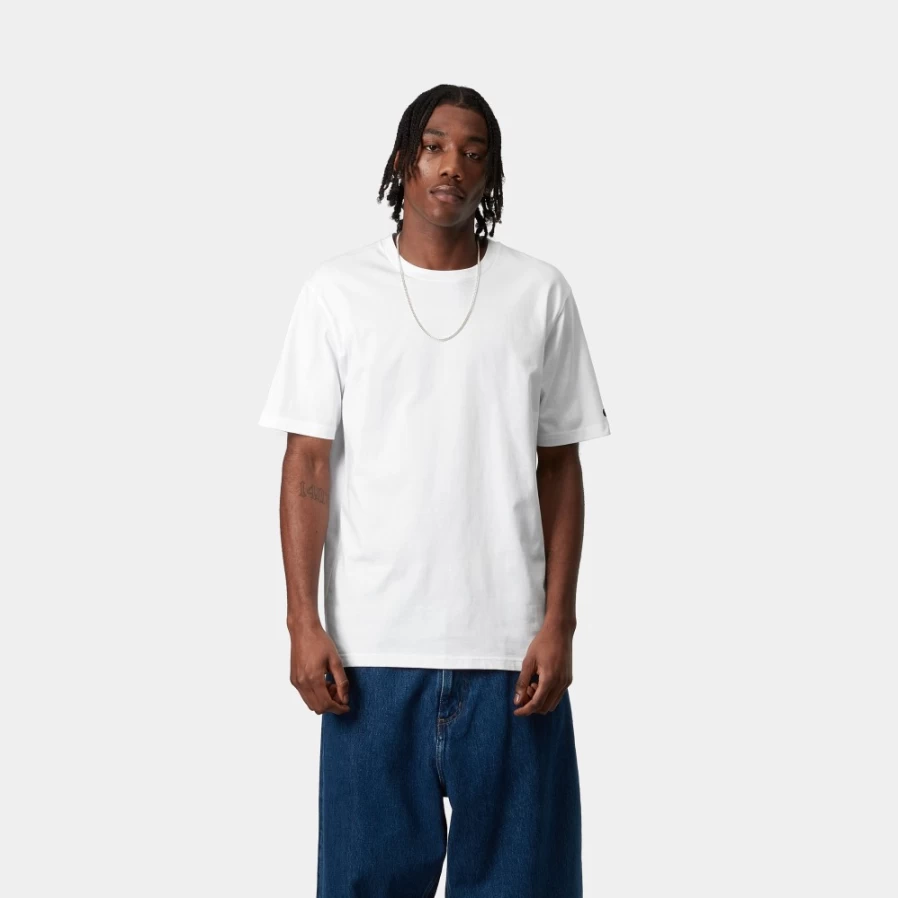 Carhartt WIP Men's S/S Base T-Shirt - White & Black Essential Crewneck Tee