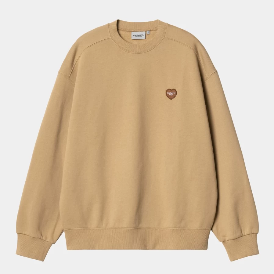 Carhartt WIP Men's Heart Patch Sweat in Dusty H Brown - Embroidered Hoodie