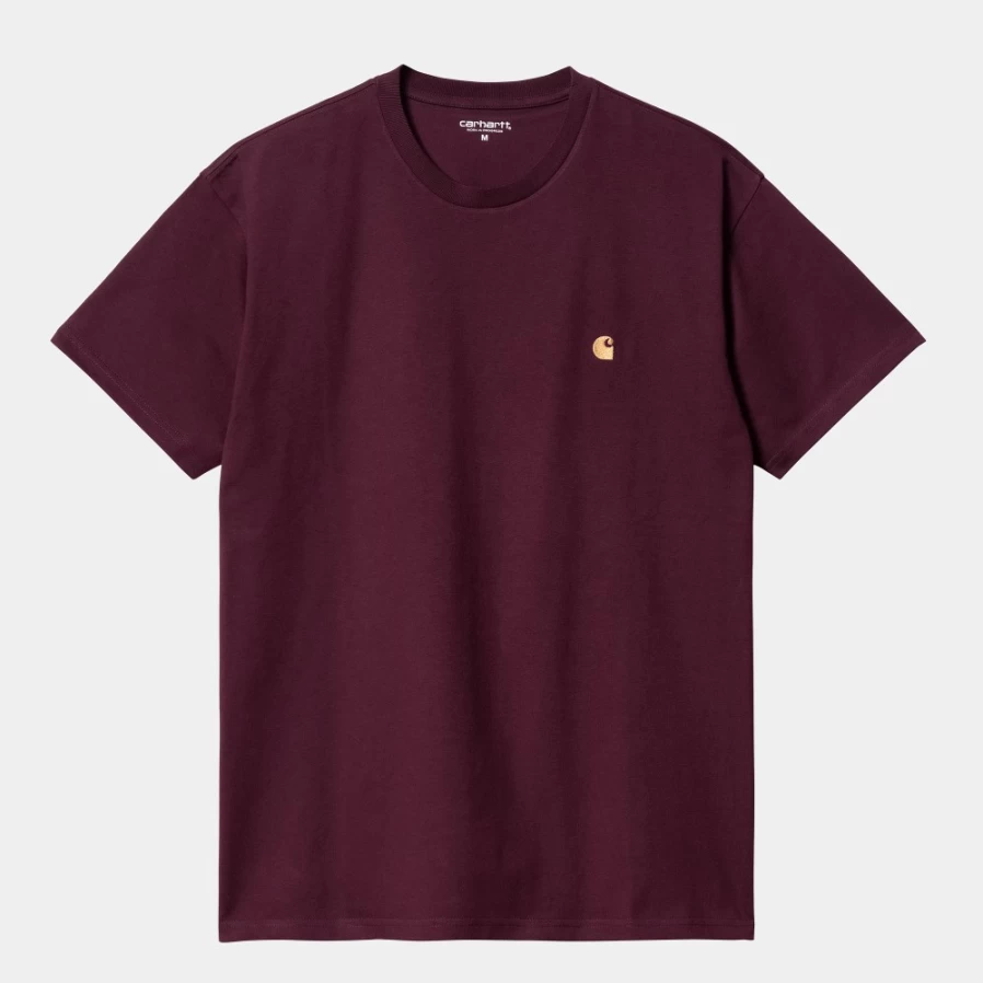 Carhartt WIP Men's S/S Chase T-Shirt in Amarone & Gold Color