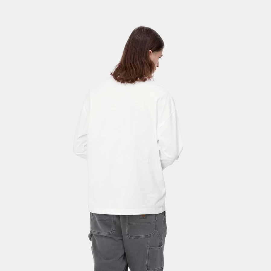 Carhartt WIP Men's Long Sleeve Link Script T-Shirt in White & Black
