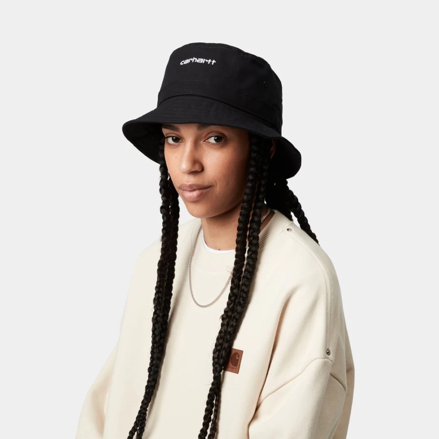 Carhartt WIP Script Bucket Hat - Black & White Casual Unisex Sun Hat for Men & Women
