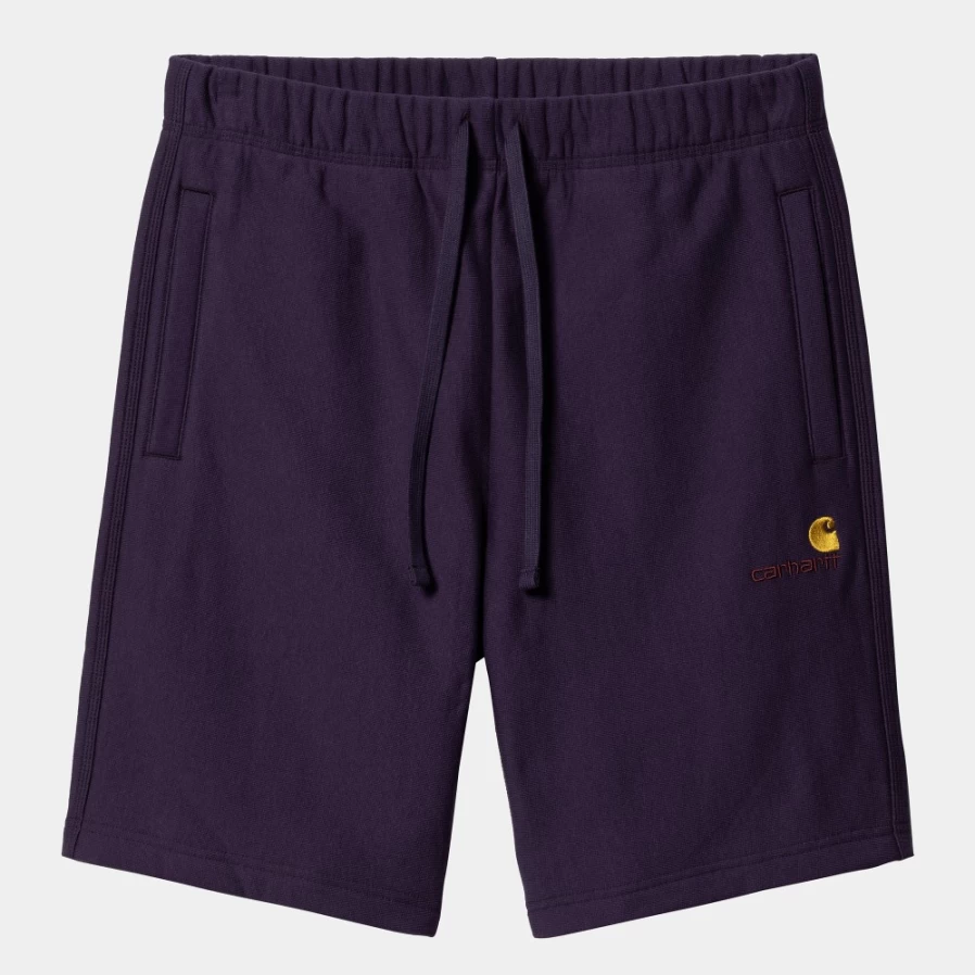 Carhartt WIP Men's American Script Sweat Shorts in Cassis Color