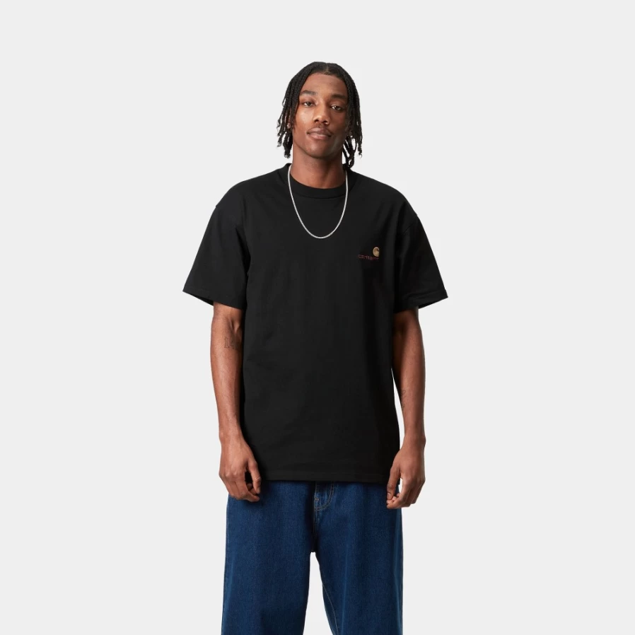 Carhartt WIP Men's Black American Script Short Sleeve T-Shirt