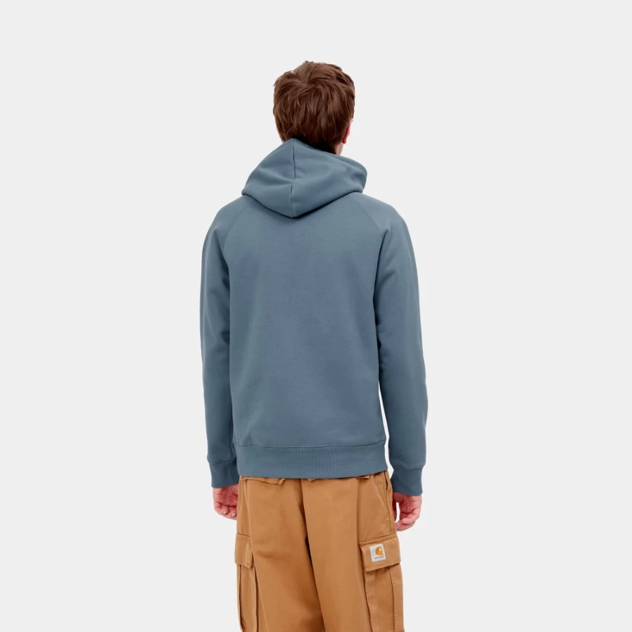 Carhartt WIP Men's Hooded Chase Sweatshirt in Storm Blue & Gold