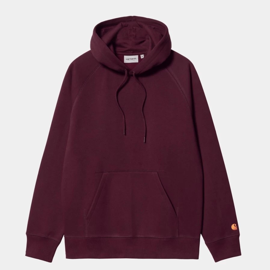 Carhartt WIP Men's Hooded Chase Sweatshirt in Amarone & Gold Color