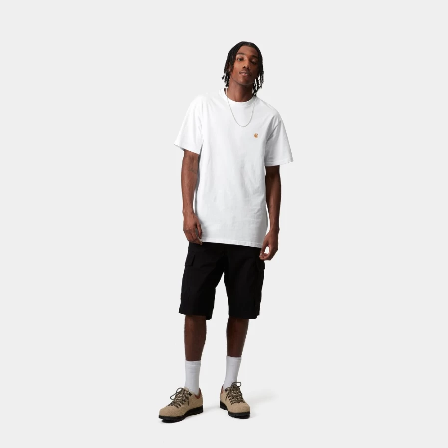 Carhartt WIP Men's S/S Chase T-Shirt in White & Gold - Classic Cotton Tee
