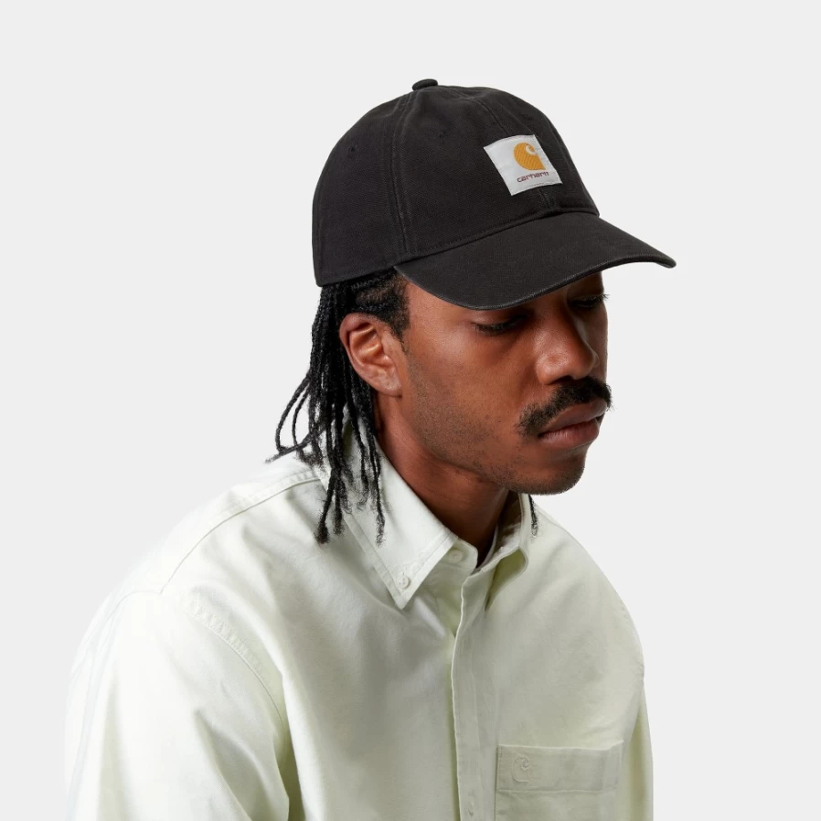 Carhartt WIP Canvas 6-Panel Cap - Black/White Unstructured Snapback Hat for Men & Women