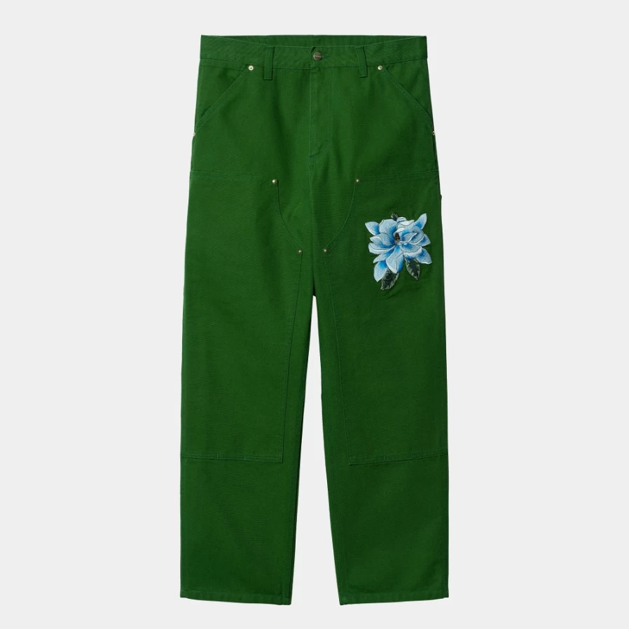 Carhartt WIP Men's Double Knee Pants in Awake NY Dark Green - Durable Workwear