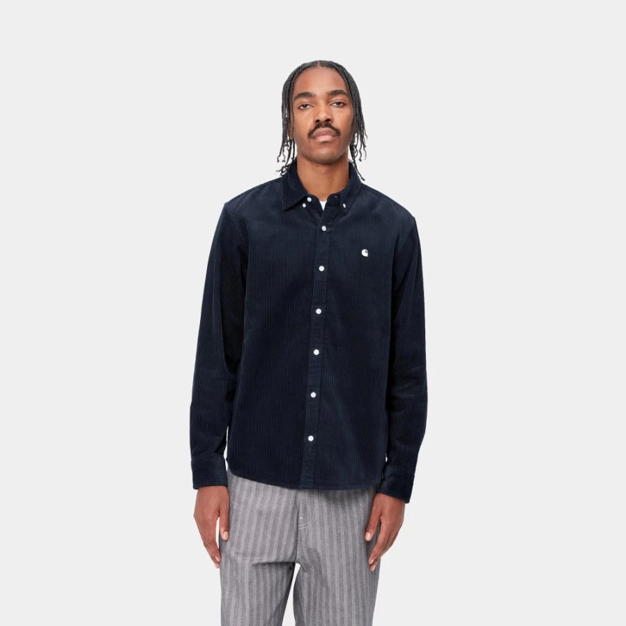 Carhartt WIP Madison Men's Long Sleeve Cord Shirt in Dark Navy Wax