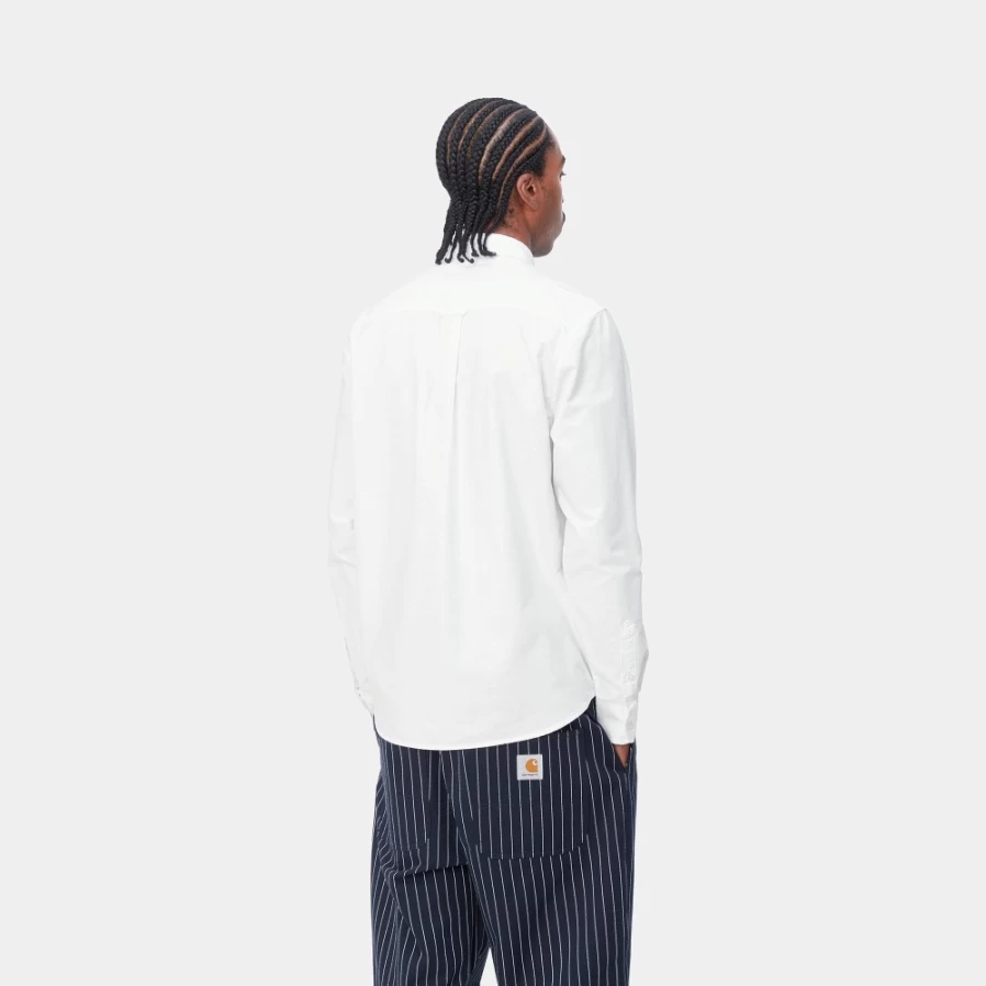 Carhartt WIP Men's White C-Logo Long Sleeve Shirt