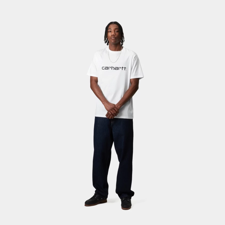 Carhartt WIP Men's Script T-Shirt - White & Black Short Sleeve Casual Tee