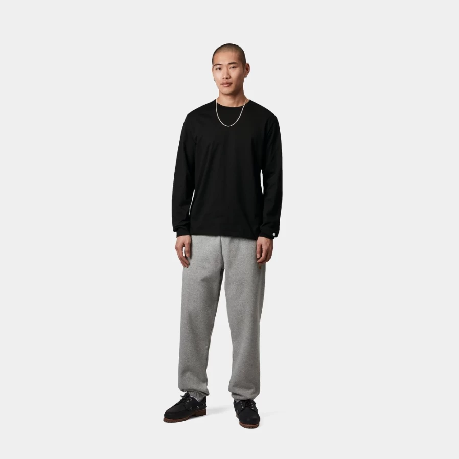 Carhartt WIP Men's Long Sleeve Base T-Shirt - Black & White Essential Crewneck Top