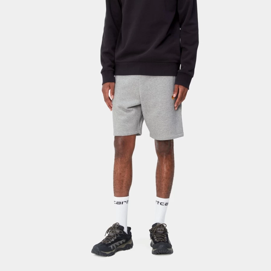 Carhartt WIP Men's Chase Sweat Shorts - Grey Heather with Gold Accents