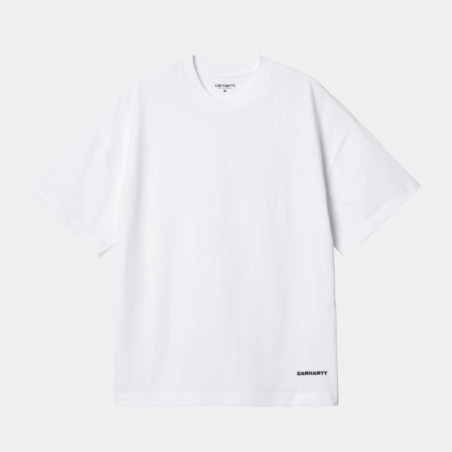 Carhartt WIP Men's Short Sleeve Script Logo T-Shirt in White & Black