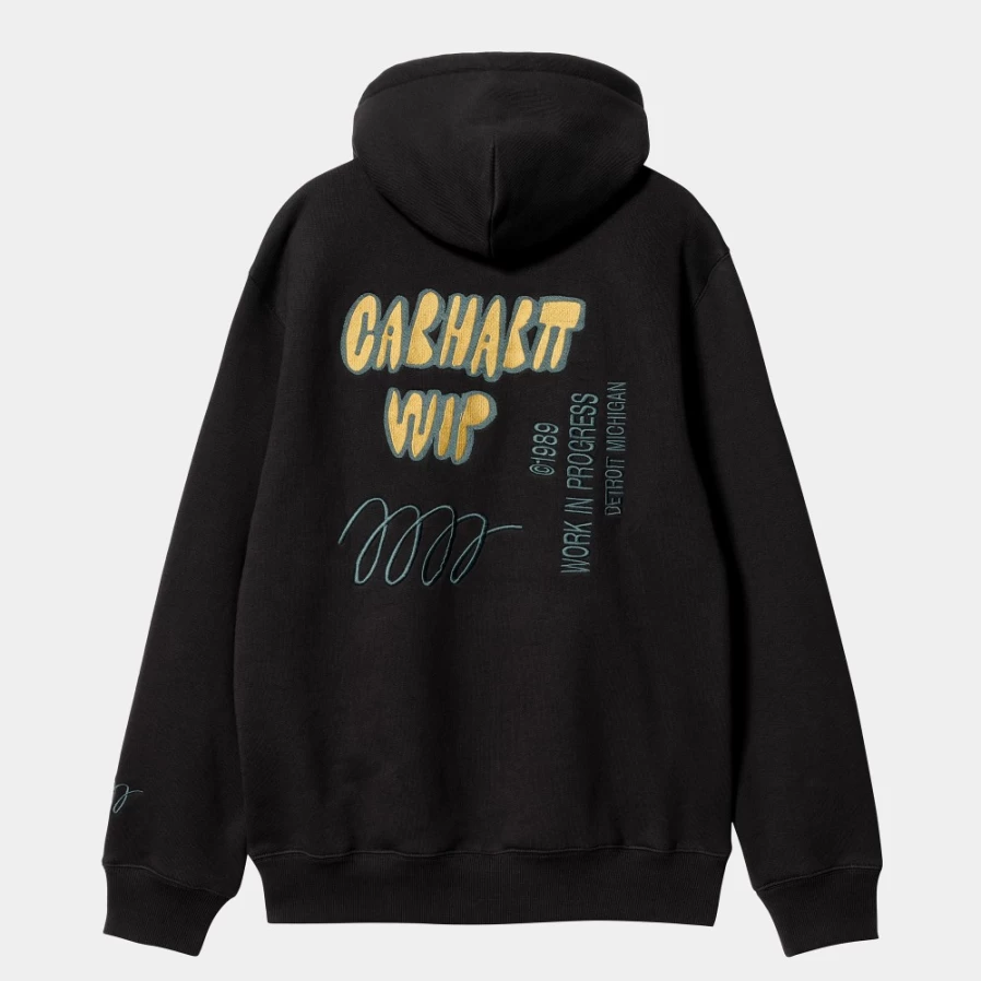 Carhartt WIP Men's Black Hooded Signature Sweatshirt