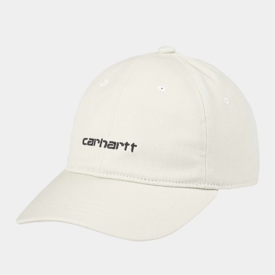 Carhartt WIP Canvas Script Cap - White & Black Adjustable Dad Hat