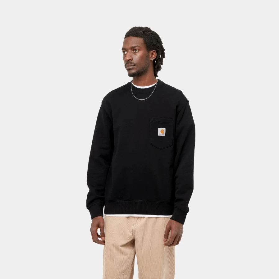 Carhartt WIP Men's Black Pocket Sweatshirt - Essential Hoodie for Everyday Wear