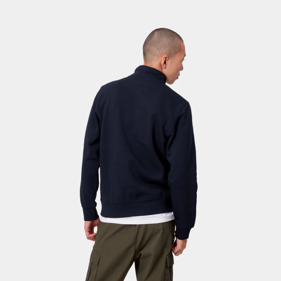 Carhartt WIP Men's Chase Neck Zip-Up Sweatshirt in Dark Navy & Gold