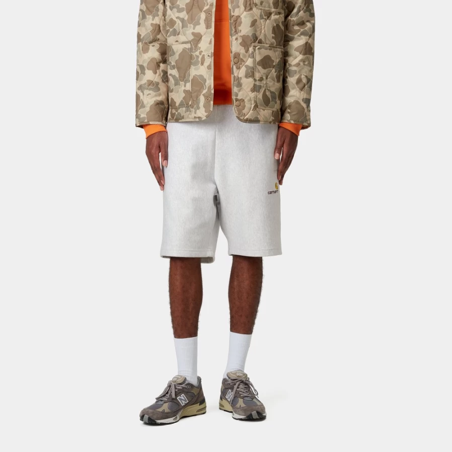 Carhartt WIP Men's American Script Sweat Shorts in Ash Heather