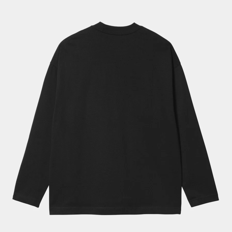 Carhartt WIP Men's Long Sleeve Link Script T-Shirt - Black & White Casual Crewneck Top