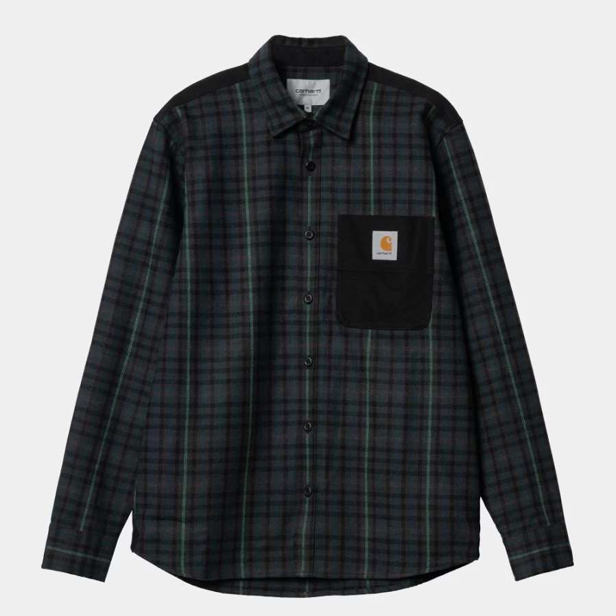 Carhartt WIP Men's Asher Check Long Sleeve Shirt - L/S Asher Plaid Button-Up for Men