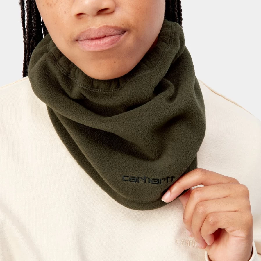 Carhartt WIP Brody Neckwarmer - Cypress & Black Fleece Winter Scarf for Men & Women