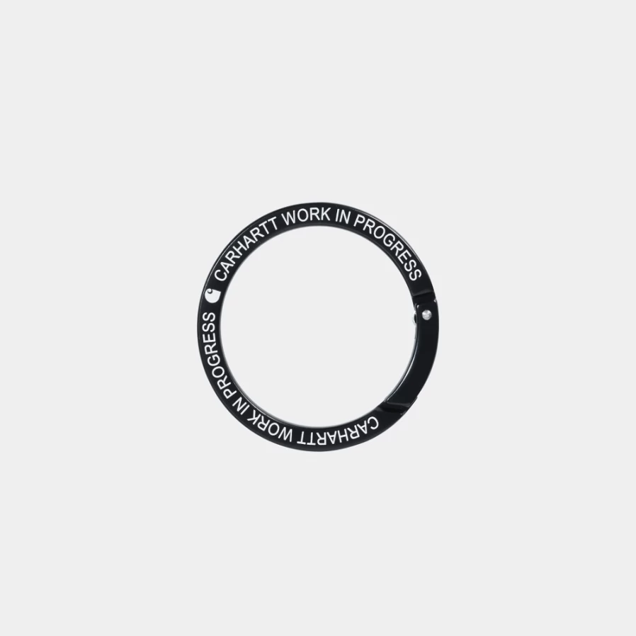 Carhartt WIP Black Round Carabiner Clip - Heavy Duty Metal Keyring Hook for Outdoor Gear