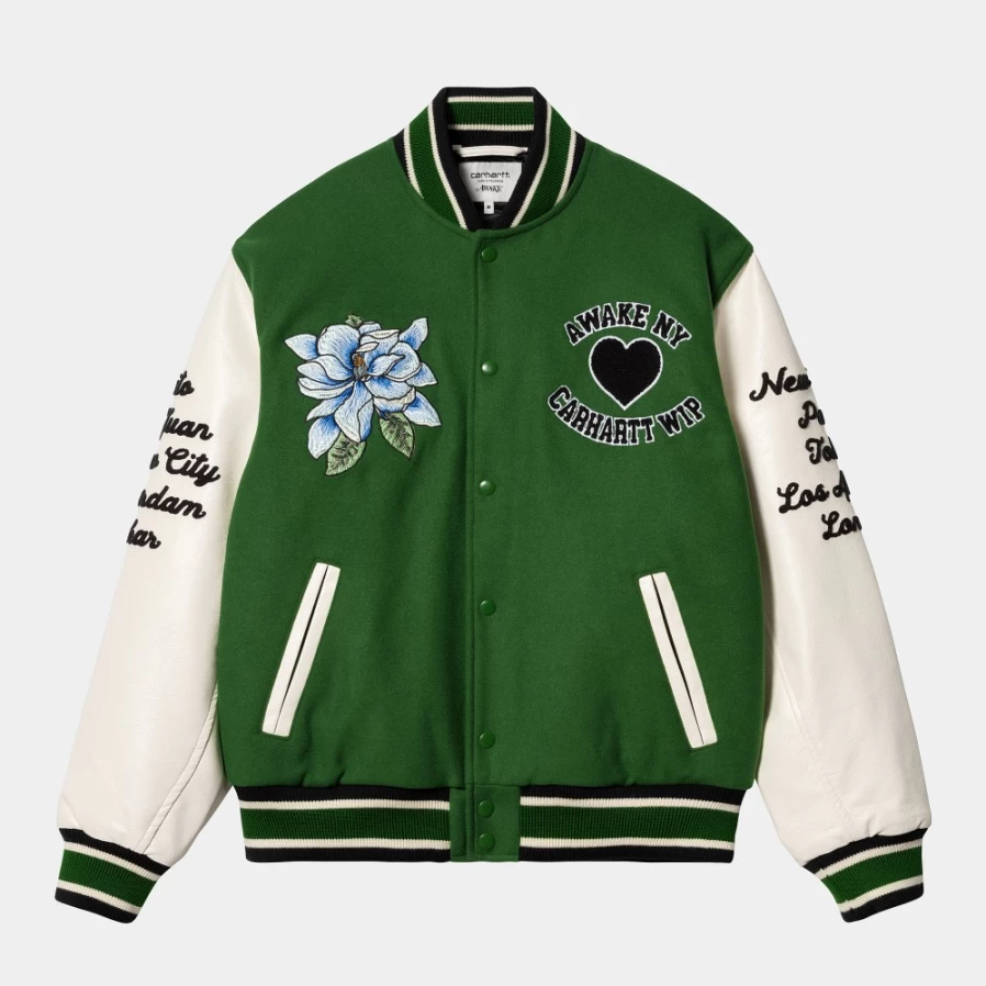 Carhartt WIP Men's Awake NY Teddy Jacket in Dark Green & Wax Finish