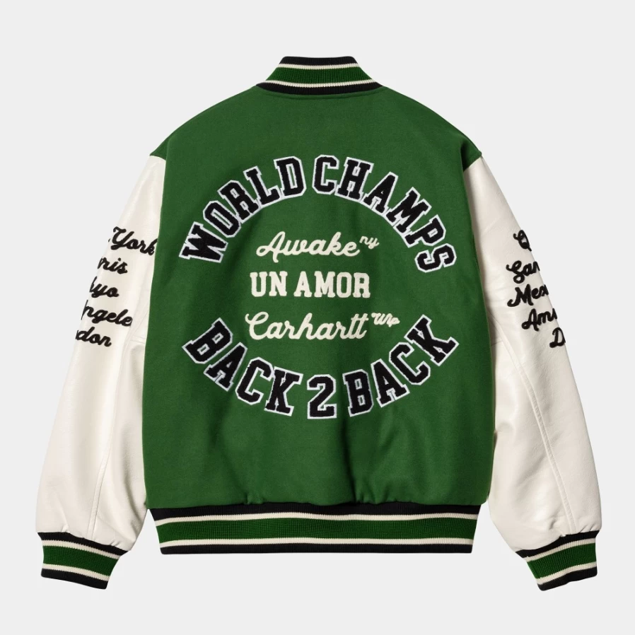 Carhartt WIP Men's Awake NY Teddy Jacket in Dark Green & Wax Finish
