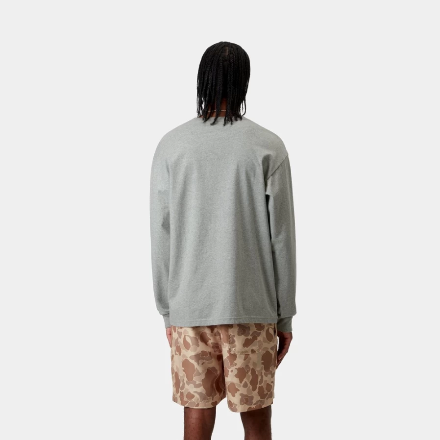 Carhartt WIP Men's L/S Chase T-Shirt in Grey Heather & Gold