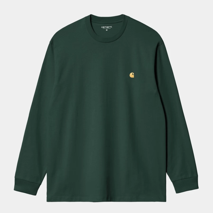 Carhartt WIP Men's L/S Chase T-Shirt in Discovery Green & Gold