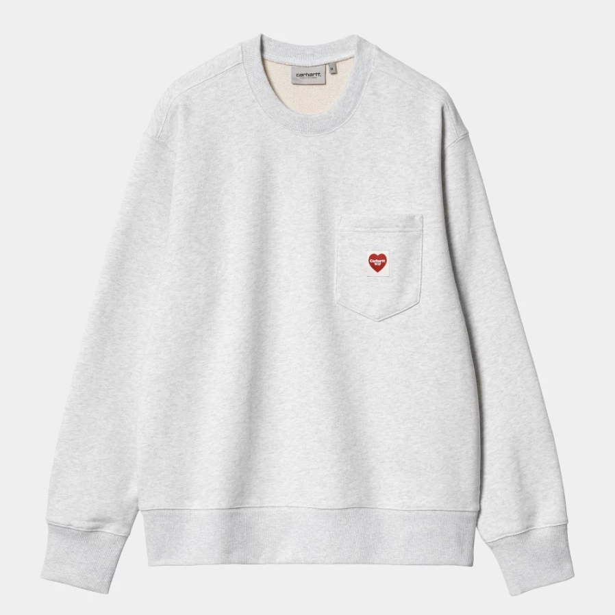 Carhartt WIP Men's Heart Pocket Sweatshirt in Ash Heather - Classic Fit Crewneck Pullover