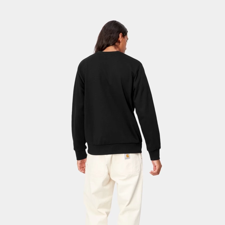 Carhartt WIP Men's Script Embroidery Sweatshirt - Black & White Pullover Hoodie
