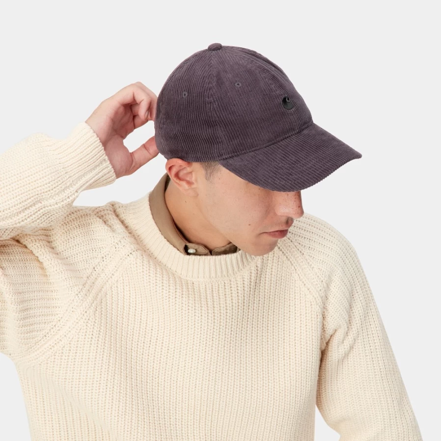 Carhartt WIP Harlem Cap in Misty Thistle & Black - Classic Cotton Twill Snapback