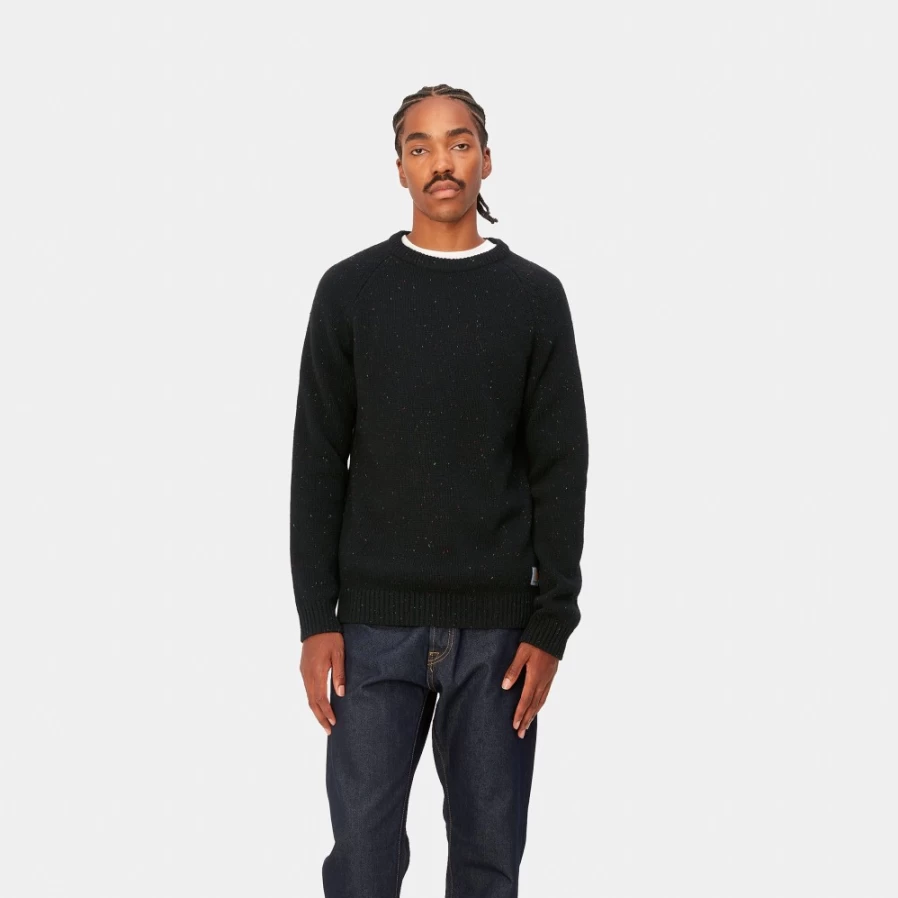 Carhartt WIP Men's Anglistic Sweater in Speckled Black