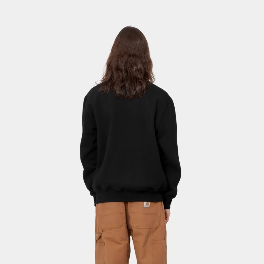 Carhartt WIP Men's Black & White Sweatshirt - Heavyweight Crewneck Pullover